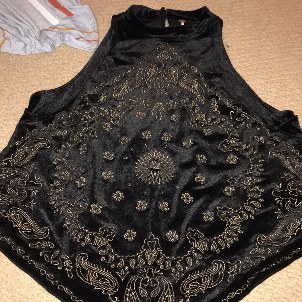 FREE PEOPLE velvet bandana style top